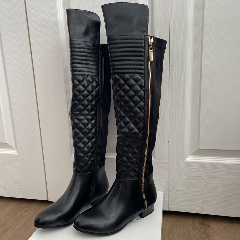 Stylish Black Quilted Over the Knee Boots
